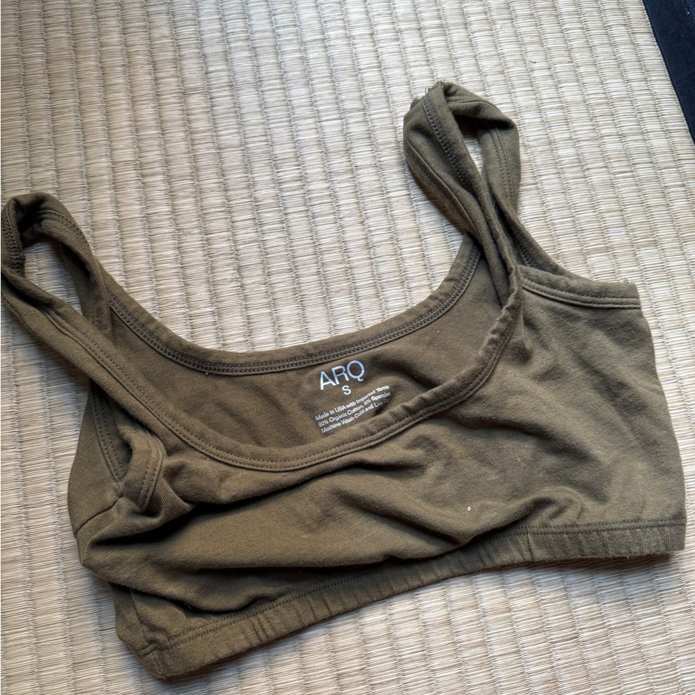 ARQ Wide Strap Bra in Olive, Size S